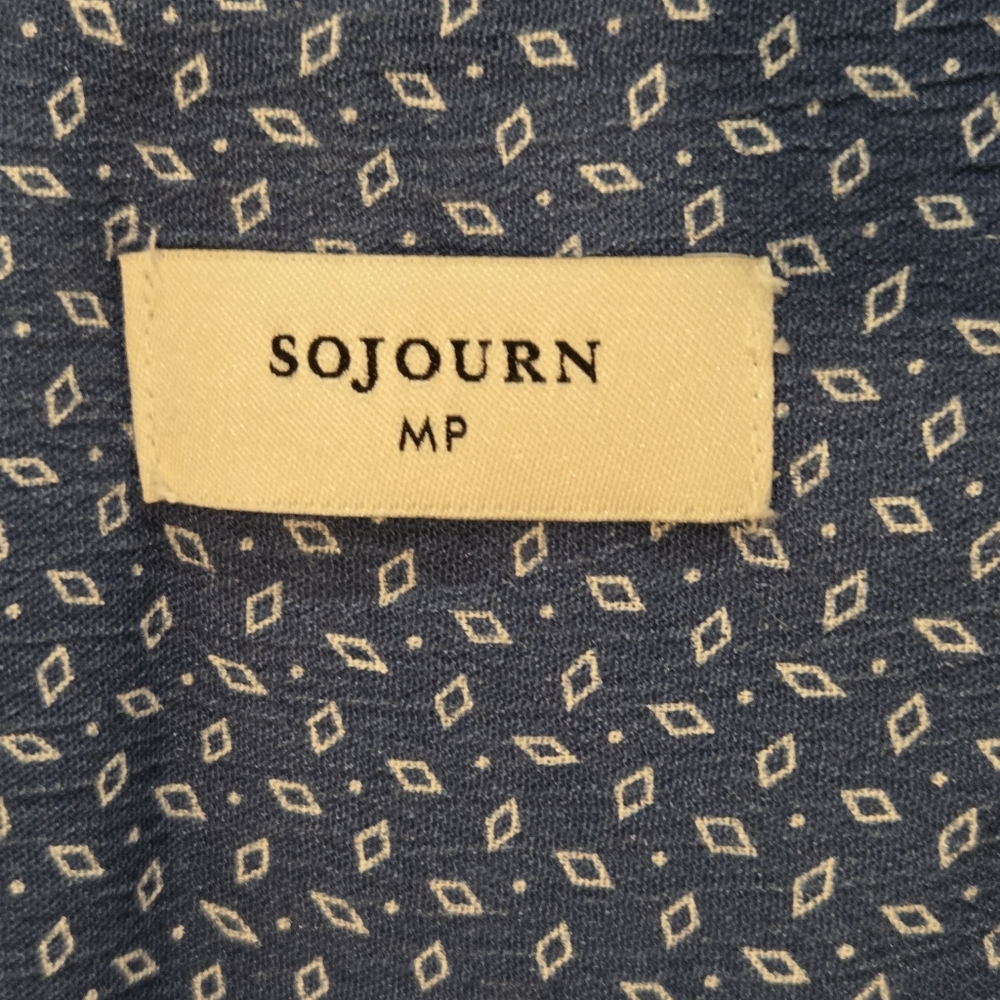 Sojourn Deep Ocean Blue Boho Printed V-Neck Top - Picture 3 of 4
